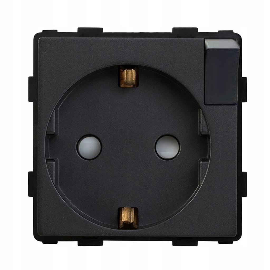 230V black insert socket with switch RTX SH