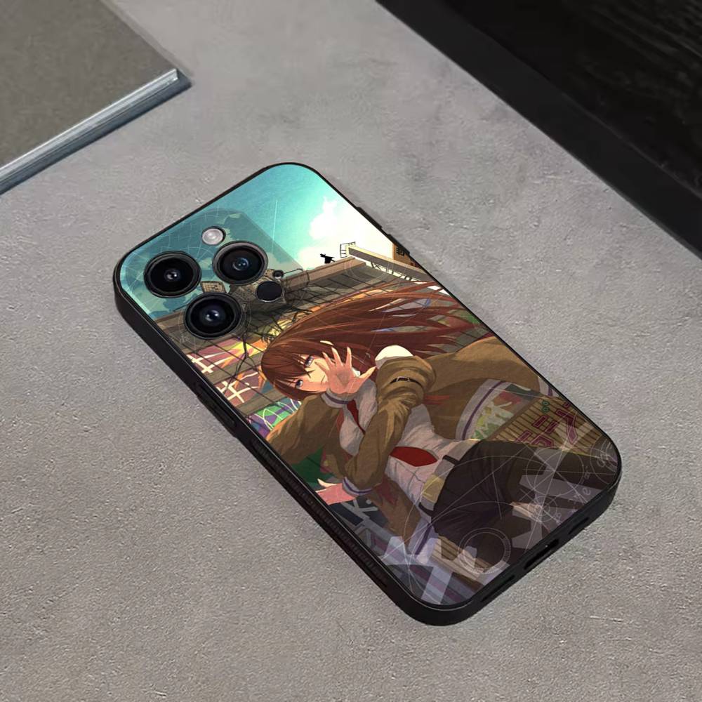 Чехол для телефона аниме Steins Gate для iPhone 16,15,14,13,12,11 Plus,Pro Max,XS,X,XR,SE,Mini,8,7, Мягкий силиконовый черный чехол