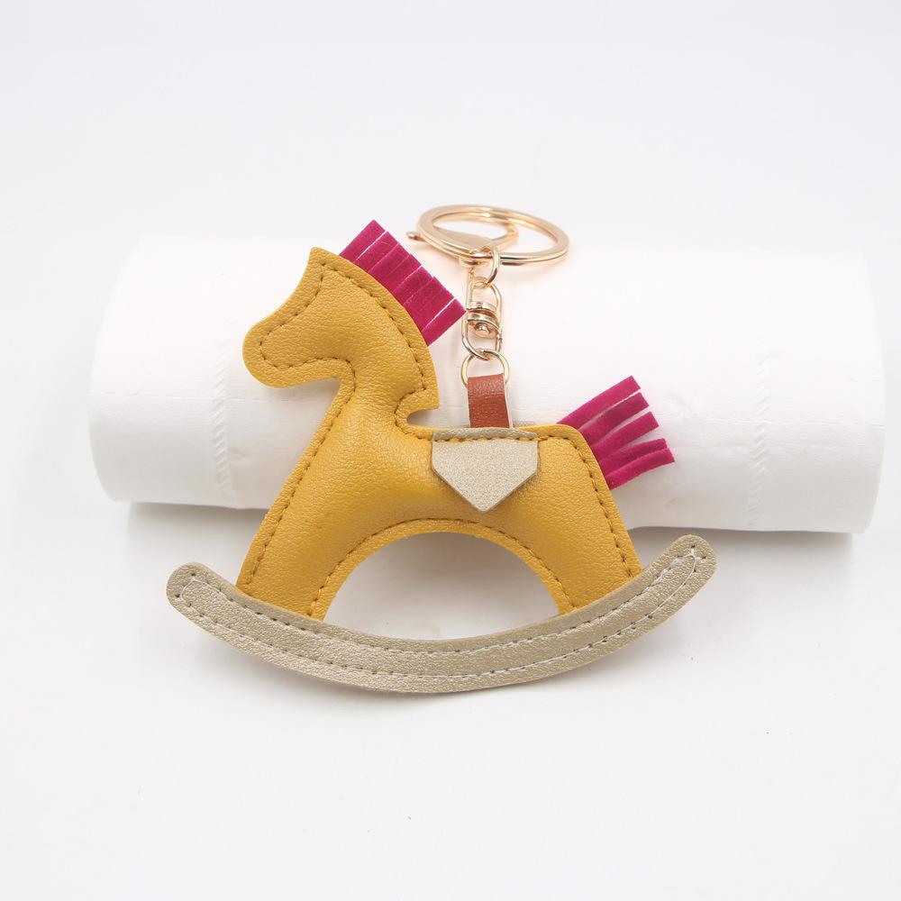 Креативная подвеска на рюкзак в виде качающейся лошади, подвеска для автомобиля, карусель, брелок в виде пони с хлопковым наполнителем, ювелирная цепочка