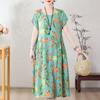 Плюс Размер Элегантные Женские Платья Летняя Винтажная Одежда Короткий Рукав Повседневный Длинный Платье