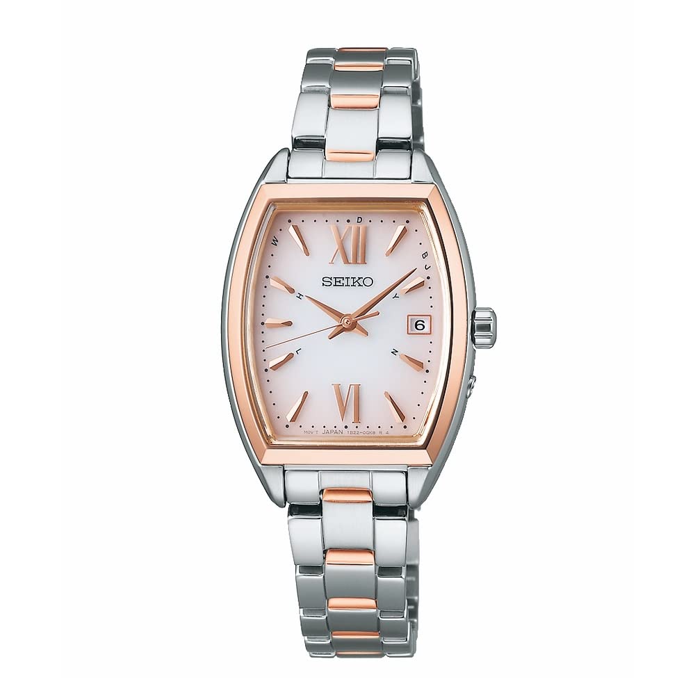 [Seiko Watch] Women's Seiko Selection S Series Tonneau Solar Radio SWFH126 Silver & Pink Gold Watch