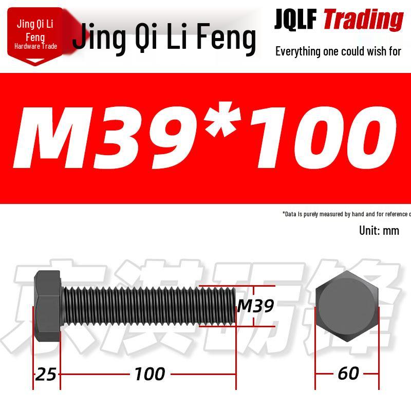 12.9 Grade High-Strength Blackened Hex Bolt M22-M48