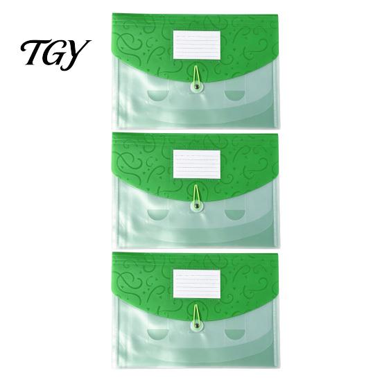 Plastic File Pouch Expandable Document Folder with Label Slot, Layered Design Waterproof PP Business Envelope, Secure Rope Closure Organizer