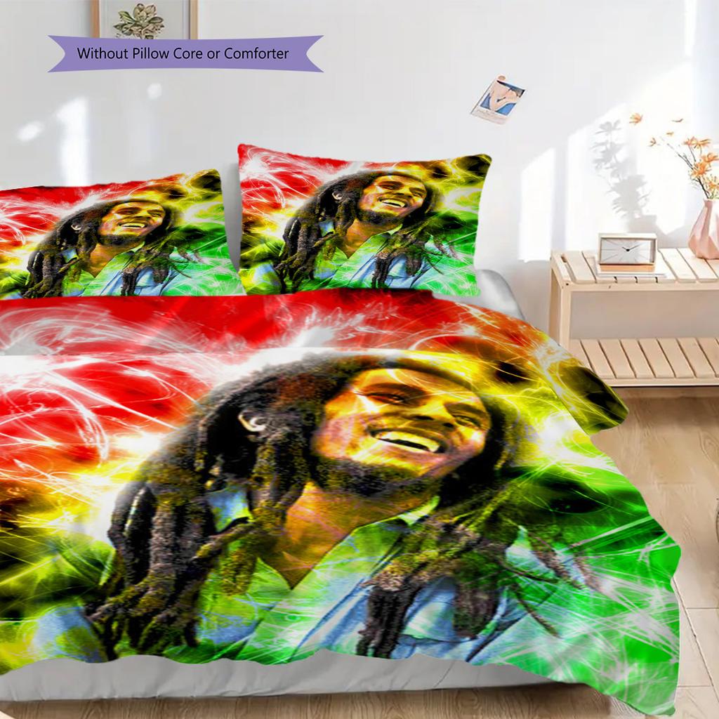 Bob Marley Vibrant Art Set Threepiece Set 1 Duvet Cover 2 Pillowcase Without Core Bedding Set Duvet Cover And Pillowcase