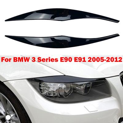 2 шт. глянцевая черная накладка на фару для BMW 3 серии E90 E91 седан универсал 2005-2012