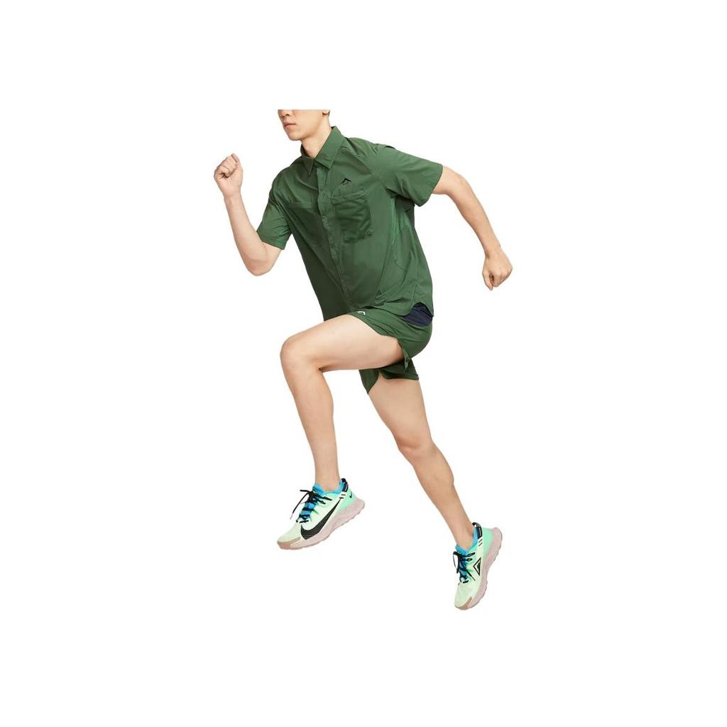 Nike Однотонная рубашка с карманом, на одной пуговице, с коротким рукавом, мужская, зеленая HV2165323
