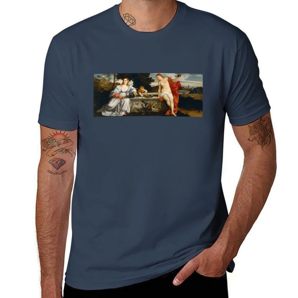 Amor Sacro E Amor Profano Sacred And Profane Love Botticelli Tshirt All Match Print Short Sleeve Top