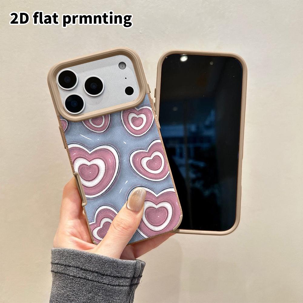 Phone Case: 2D flat lambskin suitable for iPhone 18 17 16 15 14 13 Pro protective case, puffed heart, Christmas and Halloween gifts
