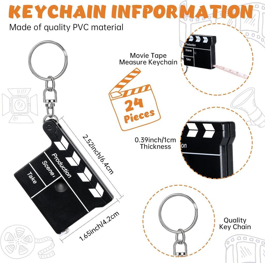Брелок-рулетка «Хлопушка для фильма» – Креативный мультяшный аксессуар для украшения