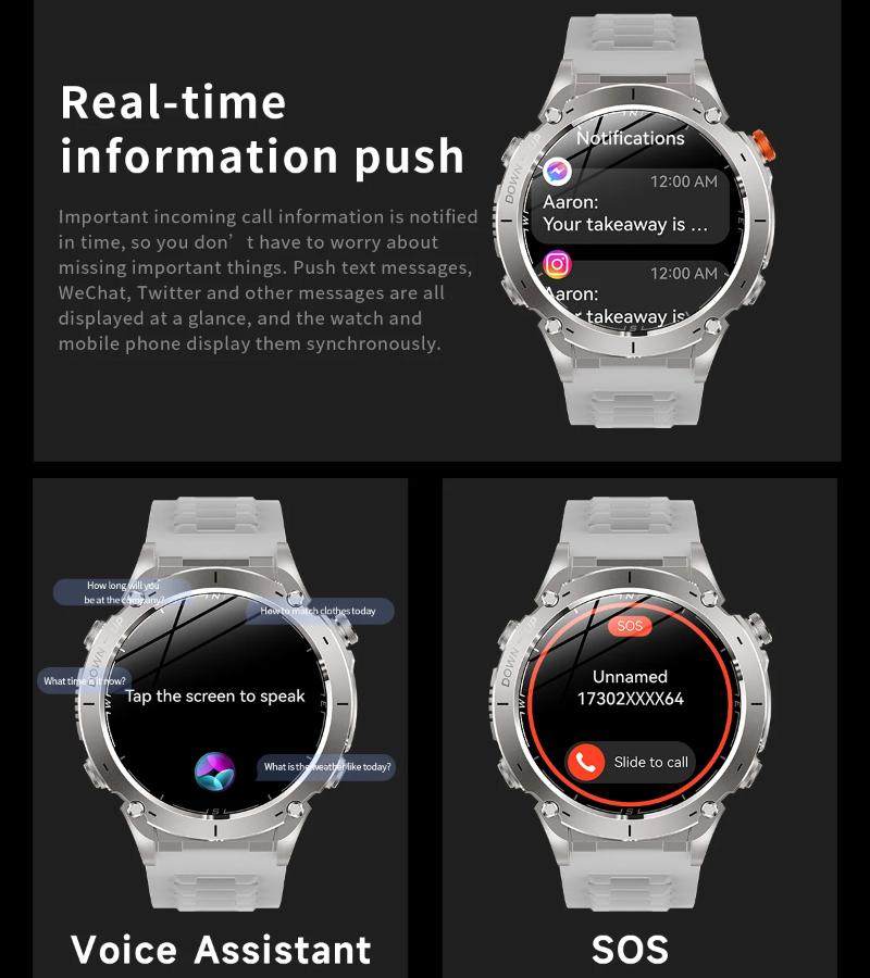 2025 НОВЫЕ Оригинальные Встроенные Двухдиапазонные GPS Мужские Смарт-часы Звонок по BT Фитнес Военные 10ATM IP68 Военный Спортивный Смарт-браслет для Xiaomi