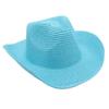 Adjustable Lightweight Wide Brim Solid Woven Panama Curled Straw Western Cowboy Visor Sun Hat With Accessories for Seaside Beach