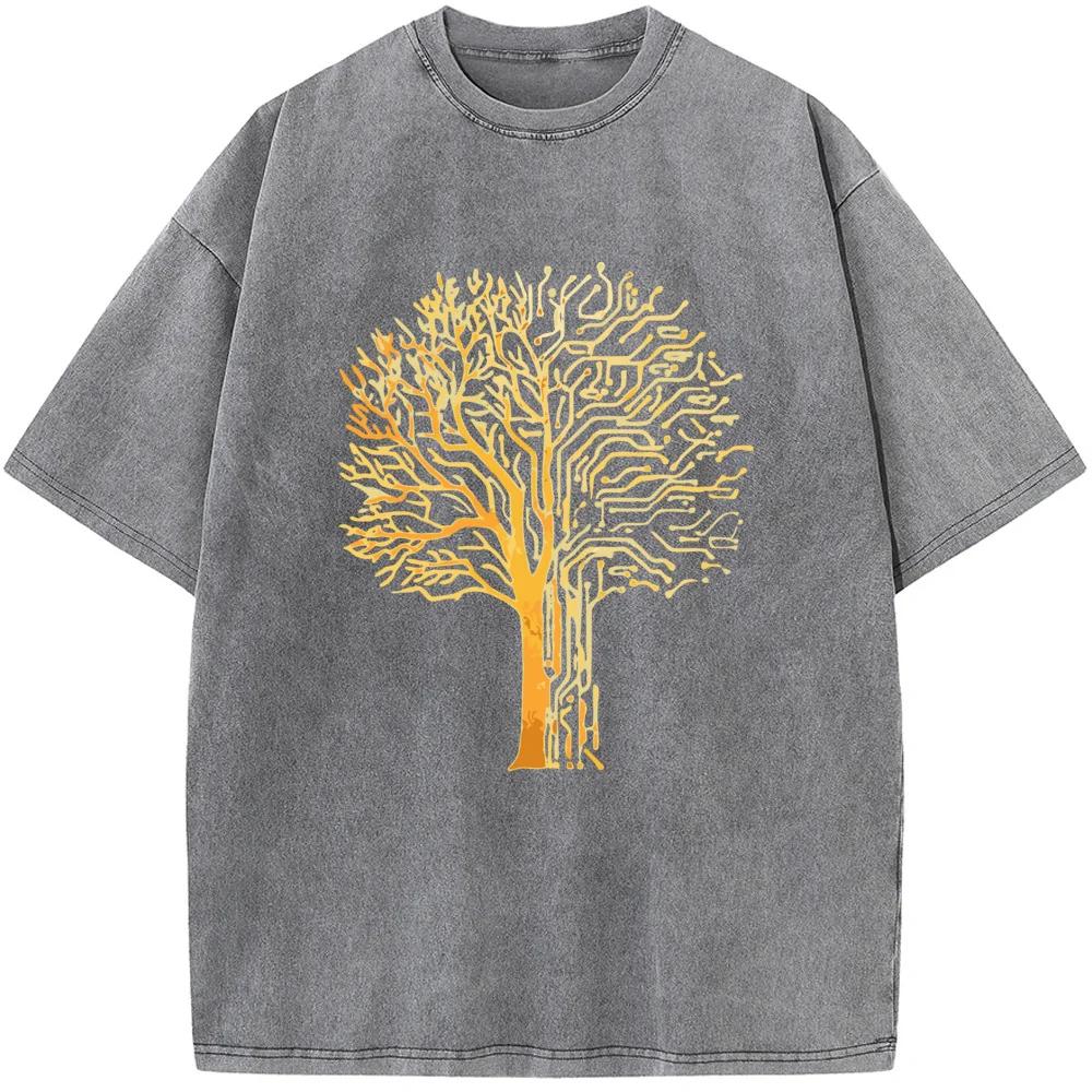 Футболка Gold Pine Washed, летняя свободная отбеленная футболка, хлопок 230 г, О-образный вырез, короткий рукав, отбеленные топы, футболка