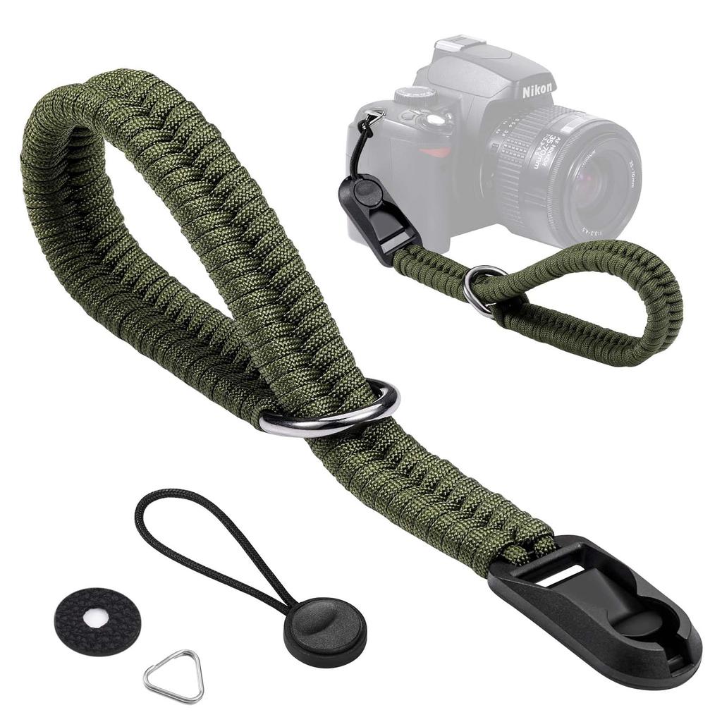 Camera Strap Camera Hand Strap Paracord Knitting Anchor Links with Triangle Ring for Cameras Green [Yullmu] SLR/Mirrorless