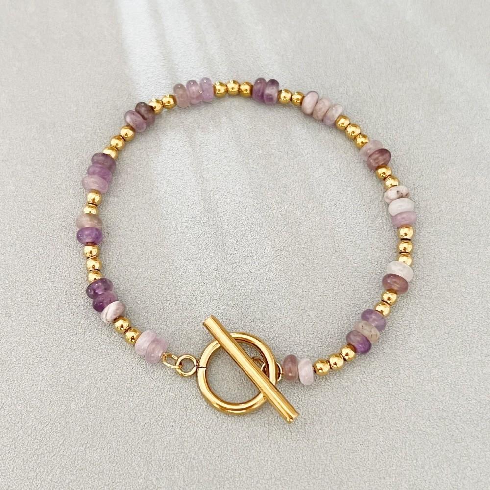 Bohemian Style Natural Stone Chain Bracelet Handmade OT Ring-clasps Bracelet Party