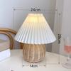 Table Lamp Bedside Nightstand Mini Lamp for Bedroom Living Room Side Table Rattan Pleated Aesthetic Vintage Lamp