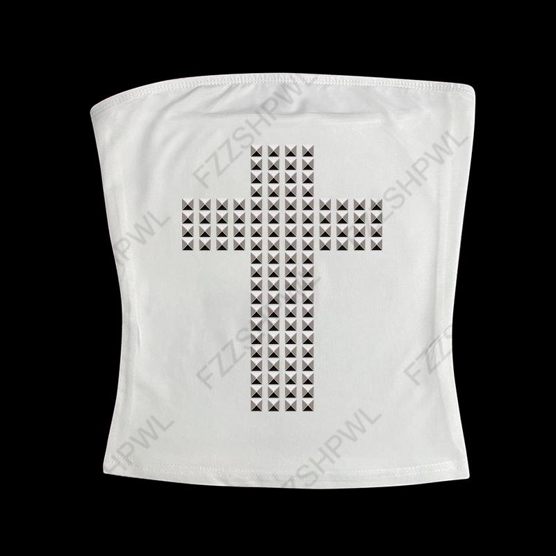 VAYLA Готическая Панк Рок Хип Хоп Женская Футболка с Коротким Рукавом Сексуальная Приталенная Шикарная Повседневная Базовая Металлический Декор Кроп-топы Y2K Эмо Одежда для Девушек