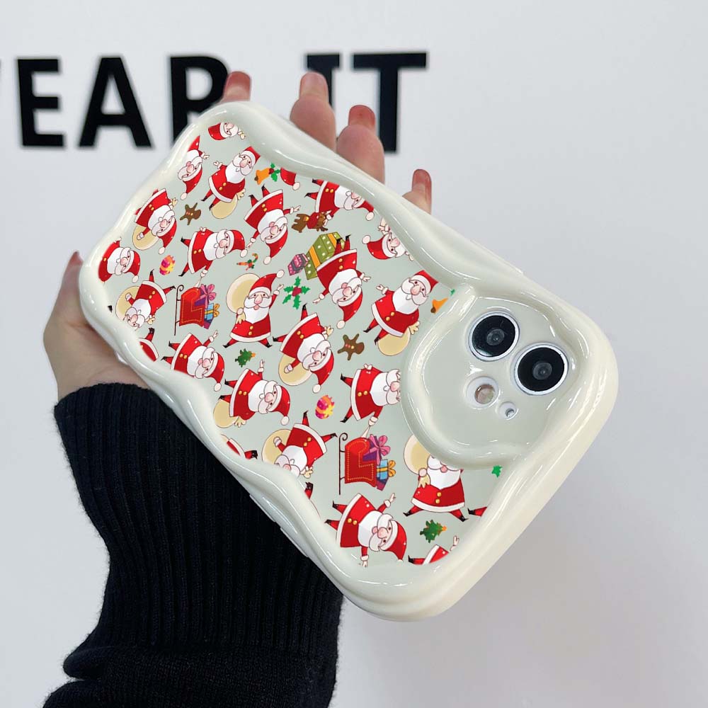 Samsung A24 для iPhone 15 14 Xiaomi Poco X5 Redmi 13c 12C Чехлы для телефонов Huawei Honor 90 A23 Эксклюзивный кремовый чехол с Дедом Морозом и Новым годом Мягкий чехол