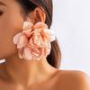 Fabric Big Flower Ear Stud Luxury Design Floral Eardrop Gifts Exaggerated Earrings  Women Girls