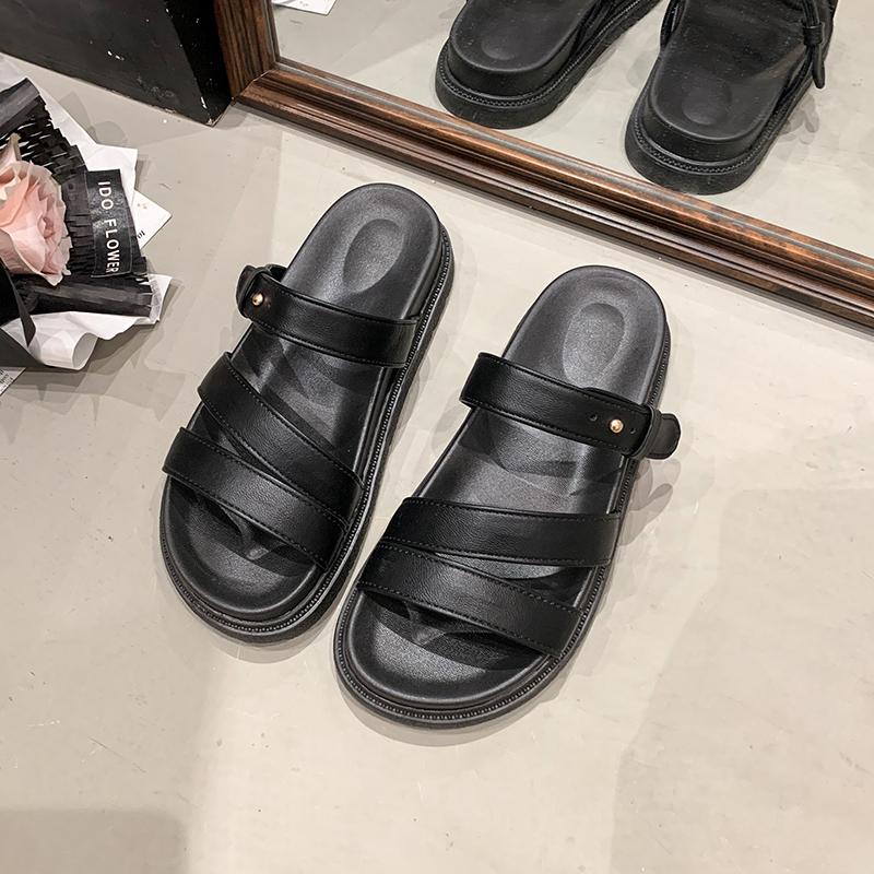 Модная женская обувь 2025 Модные женские шлепанцы с открытым носком Новые летние уличные повседневные больших размеров Удобные лаконичные шлепанцы на плоской подошвеzapatos