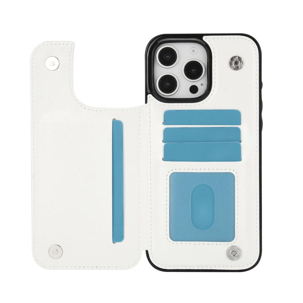 For iPhone 16 15 14 13 12 11 Pro Max PU Leather Case Kickstand Card Holder, Double Magnetic Clasp and Durable Shockproof Cover