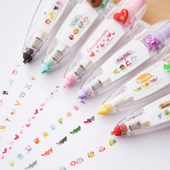 Animals Press Type Decorative Pens Cartoon Pattern DIY Lace Correction Tapes Infinite Decorative Pens for Scrapbooking Diary