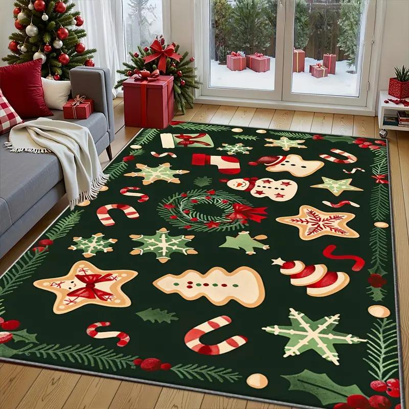 Festive Christmas Tree Carpet for Home Entryway Non Slip Floor Mat Bedroom Decor Living Room Area Rug Christmas Gifts
