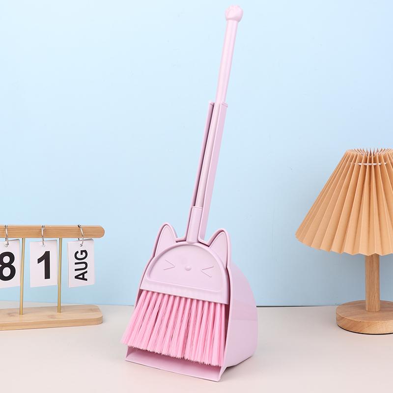 1 Set Cartoon Flexible Bristles Kids Pretend Play Toddlers Indoor Outdoor Floor Sweeping Tool Kit Mini Children Broom Dustpan
