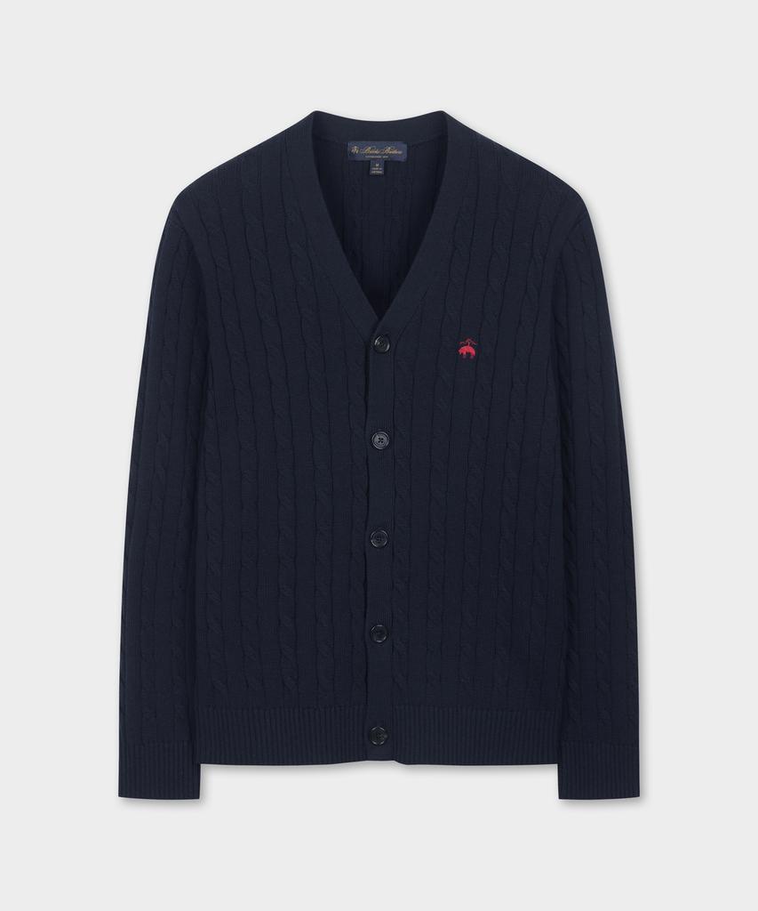 Хлопковый кардиган в косую вязку Brooks Brothers (Темно-синий) (Bbwcmbg101)