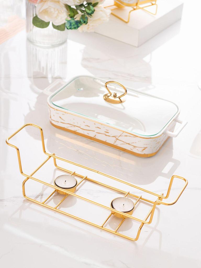 Керамический поднос Nordic с двумя ушками: Легкая роскошная посуда для выпечки, подогрева свечей или подачи супов и сухих блюд.