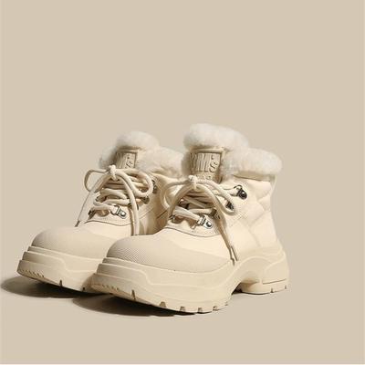 Женские зимние ботинки на толстой подошве 2025 новые зимние бархатные теплые ботинки Мартина короткие ботинки нескользящие водонепроницаемые хлопковые туфли