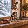 Handmade Christmas Crafts Snowman Tree Topper with Spring Base, 9.84 Inch Autumn Holiday Shelf Sitters Party Tabletop Ornament, Fall Harvest