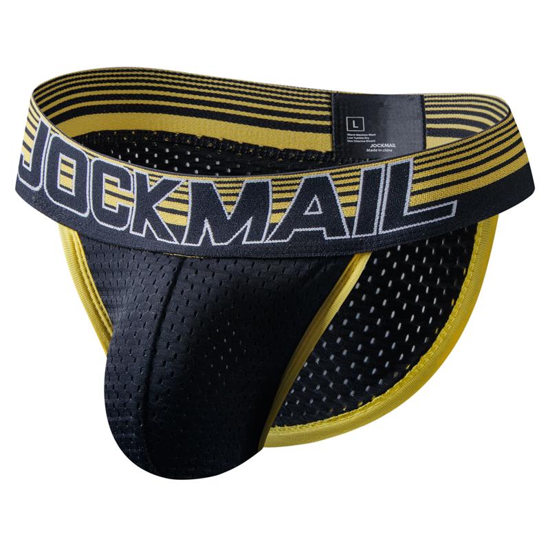 Трусы JOCKMAIL, модное брендовое сексуальное мужское нижнее белье, дышащее сетчатое нижнее белье с низкой талией, высоким разрезом, большой чехол для мошонки, спортивные трусы