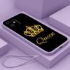 N94 Queen King Crown с ремешком Силиконовые чехлы для телефонов с прямым краем для Xiaomi Poco X5 F6 Redmi Note 13 Pro 12C Realme C55 Противоударный чехол Huawei