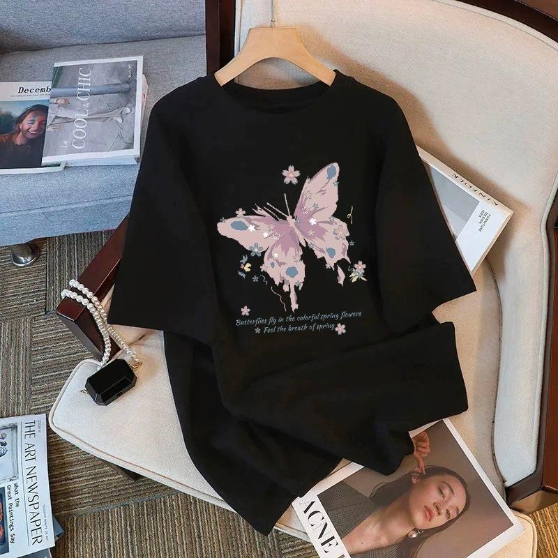 Футболка из чистого хлопка белого цвета с короткими рукавами для женщин на лето, новый большой размер, свободный дизайн, тонкий топ с короткими рукавами и принтом