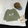 Boys' Spring And Autumn Two-Color T-Shirt Set, Baby Cute Top With Striped Pants, Beige Tooling Trousers