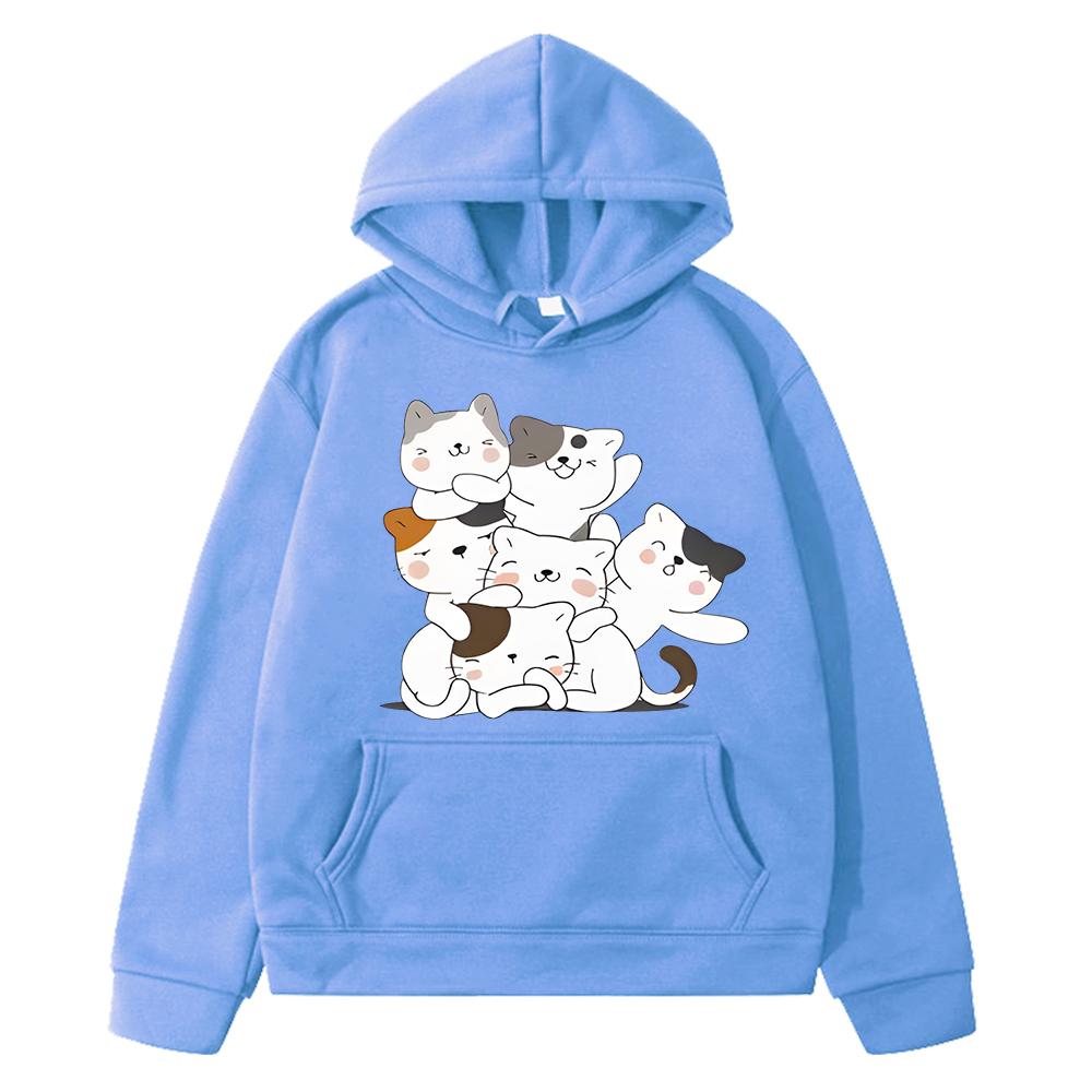 Милый кот Осень аниме толстовка флисовая толстовка y2k sudadera мультфильм пуловер мальчики куртка Kawaii толстовки детская одежда для девочек