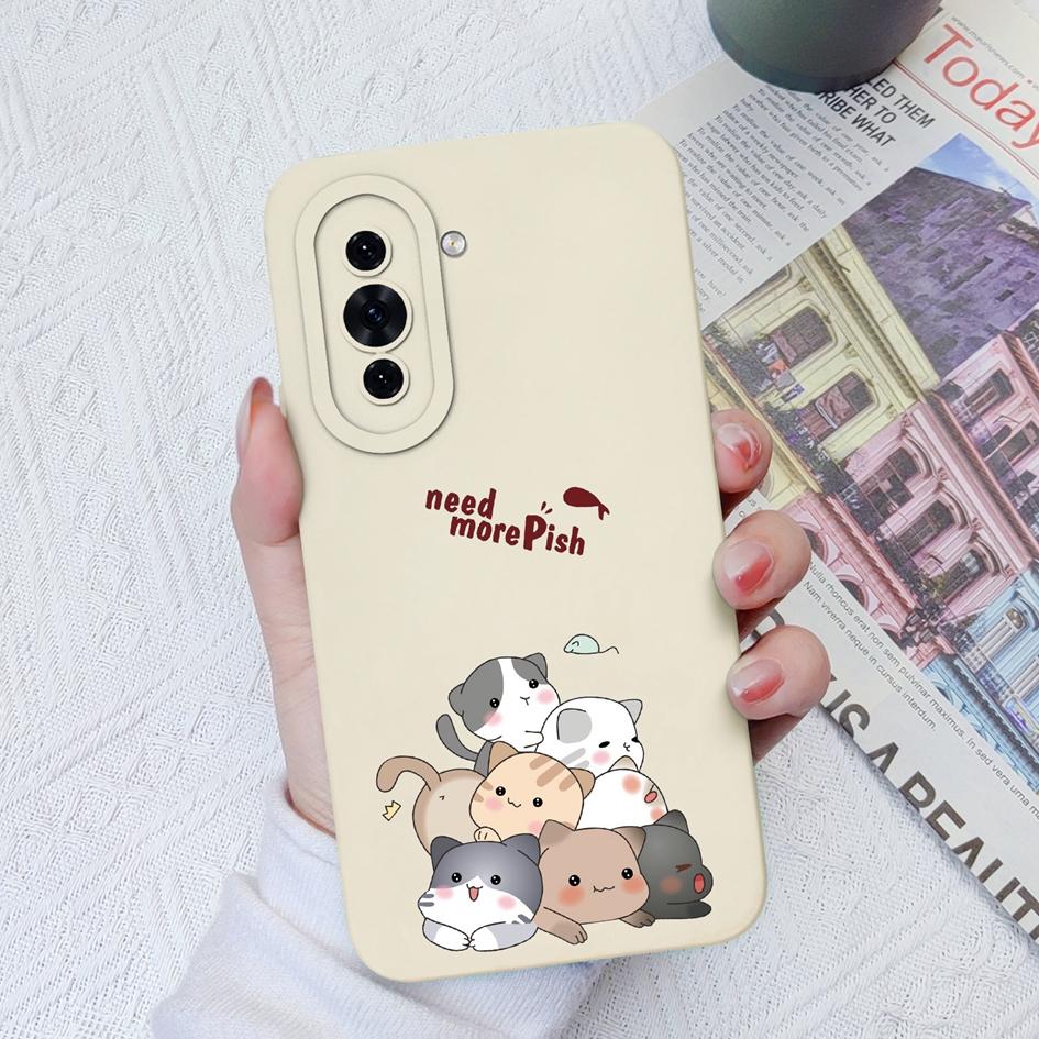 Чехол для телефона Huawei Nova 4E 5T 6 7 8 9 10 SE 11 Pro P30 P40 Lite, мягкий матовый жидкий силиконовый чехол, милый модный противоударный чехол с котом для Huawei, бампер