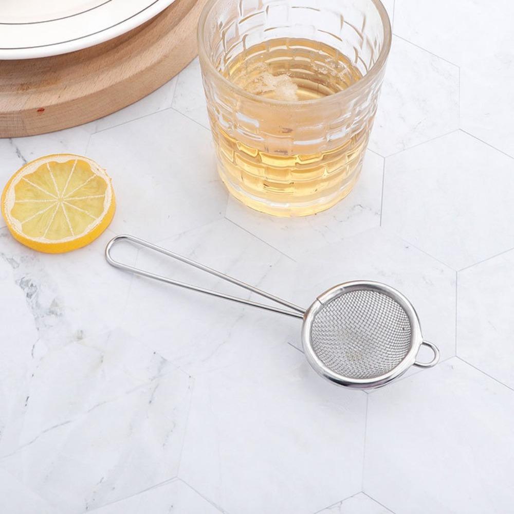 Stainless Steel Fat Skimmer Spoon Easy to Clean Cocktail Sieve Portable Tea Strainer  for Kitchen