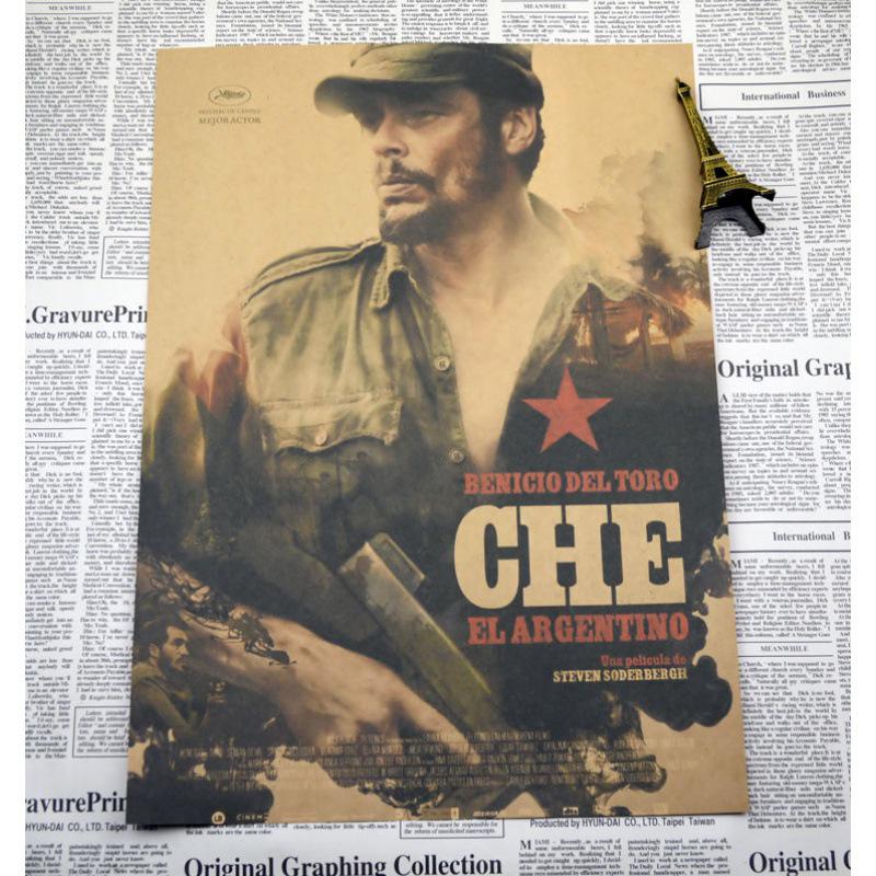 Красный Революционный Ретро-постер Че Гевары - Вдохновляющий Холст на Крафт-бумаге для Декора Бара Кафе