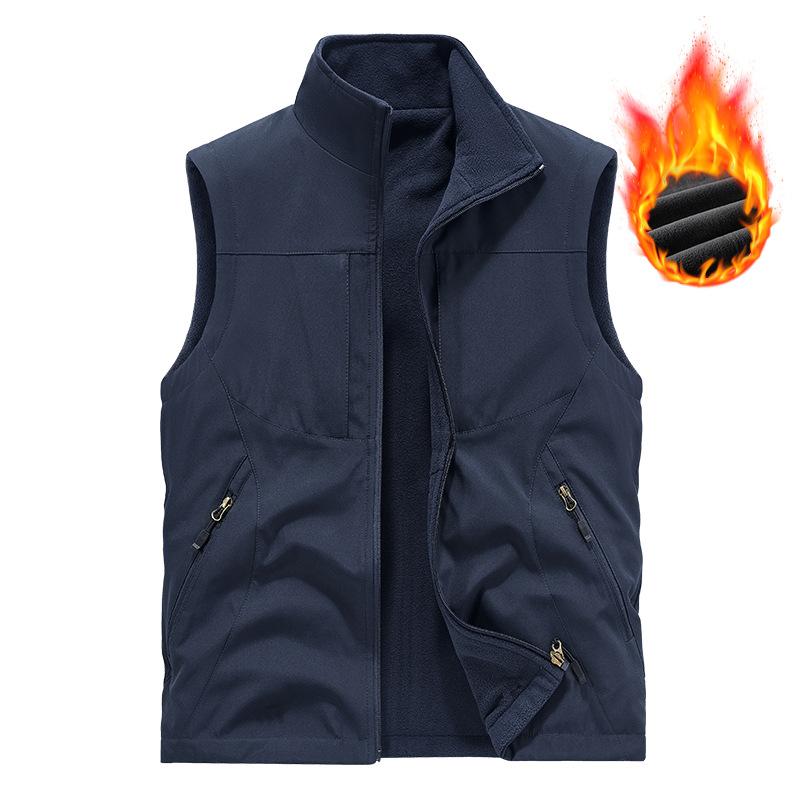 Men's Double-sided Velvet Vest with Warm Vest for Autumn and Winter, Casual Plus Size Camisole Jacket