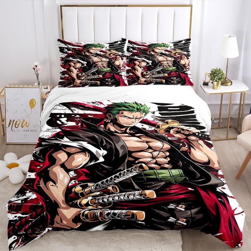 3pcs Roronoa Zoro's Epic Battle Bedding Set Includes Comfortable Bedding with Stylish Design for Bedroom, H071