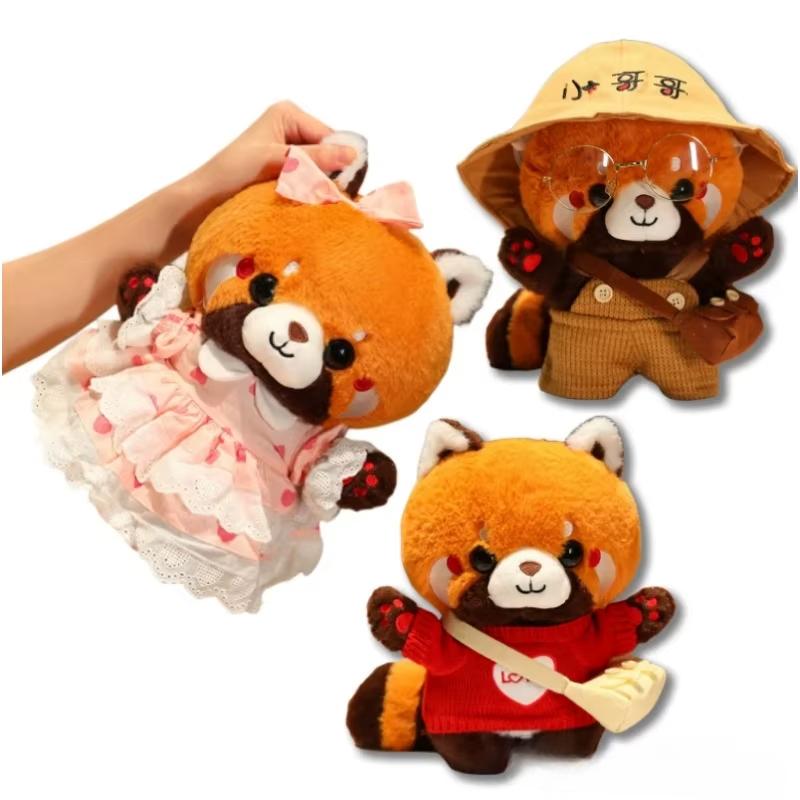 30cm Cute Raccoon Into Red Brown Red Panda Dress Up Plush Toy Plush Animal Soft Pillow Birthday Gift for Children