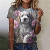 Kawaii Puppy Print Women's T-shirt Harajuku Clothes For Ladies Casual Style Short Sleeve Tees Round Neck Hundred Streetwear Tops
