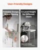 Foldable Shower Chair Wall Mounted, 457mm Folding Shower Seat with Backrest, Armrest & Adjustable Legs, HDPE Fold-Down Bathroom Chair Stainless Steel
