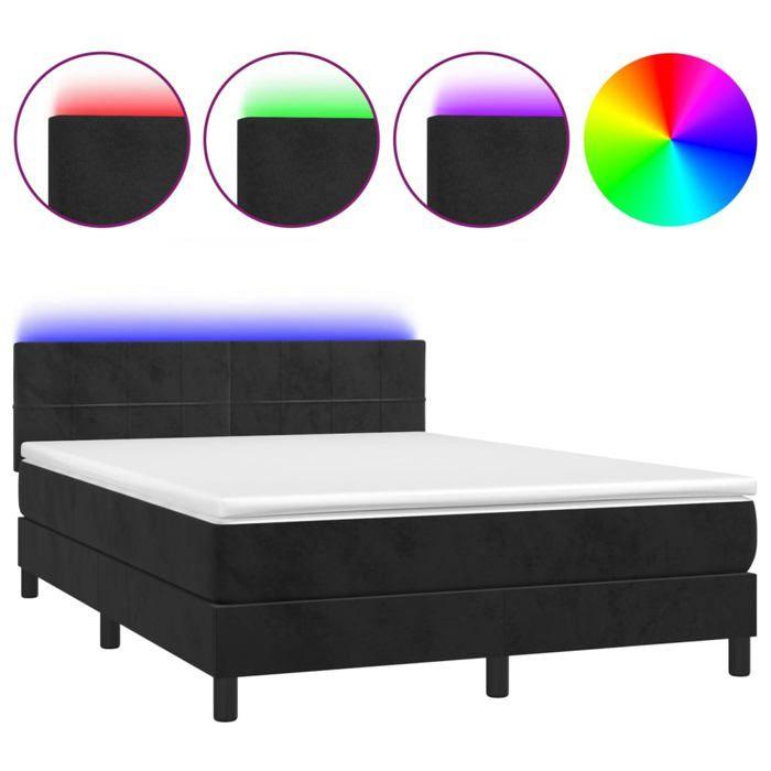 Maison Exclusive - Sommier à lattes de lit avec matelas et LED Noir 140x190 cm
