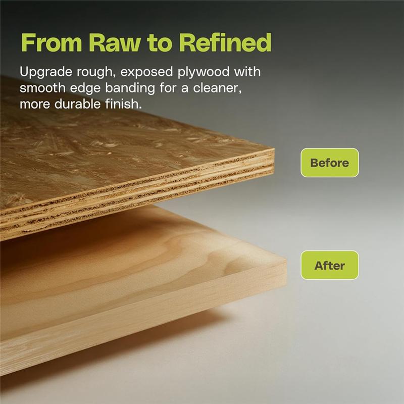 Good-Flexible Edge Band For Wood Veneer Roll, 3/4 Inch X 50 Ft Birch Edge Banding, Pre-Glued For DIY& Professional Projects