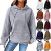 Autumn and Winter Women's Clothing Small Style Round Neck Hooded Long Sleeved Sweatshirt Solid Color Top for Women