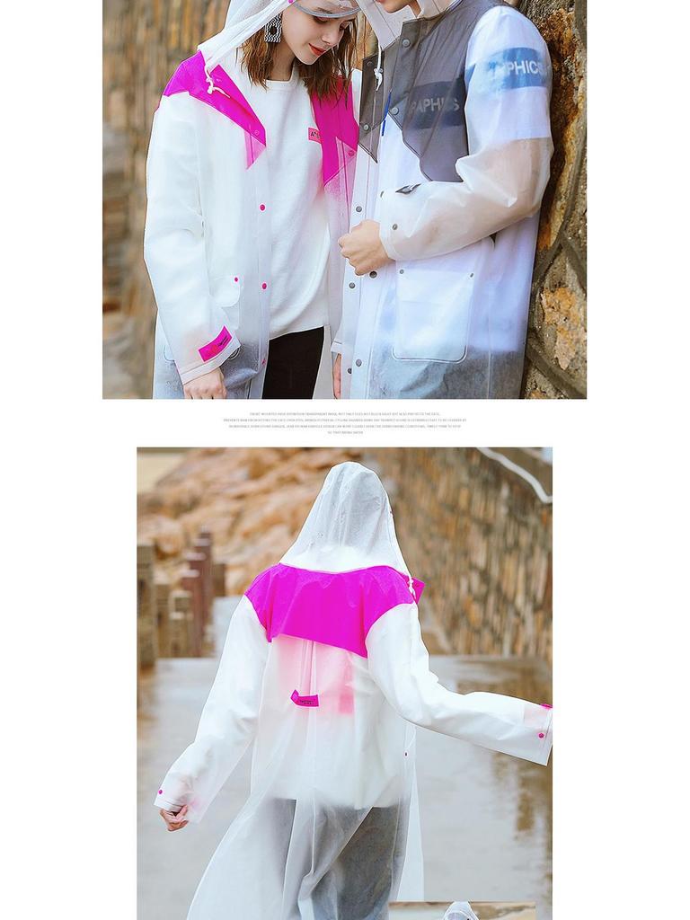 Qinfei Unisex Long Travel Rain Poncho with High-Frequency Heat-Pressed Seams