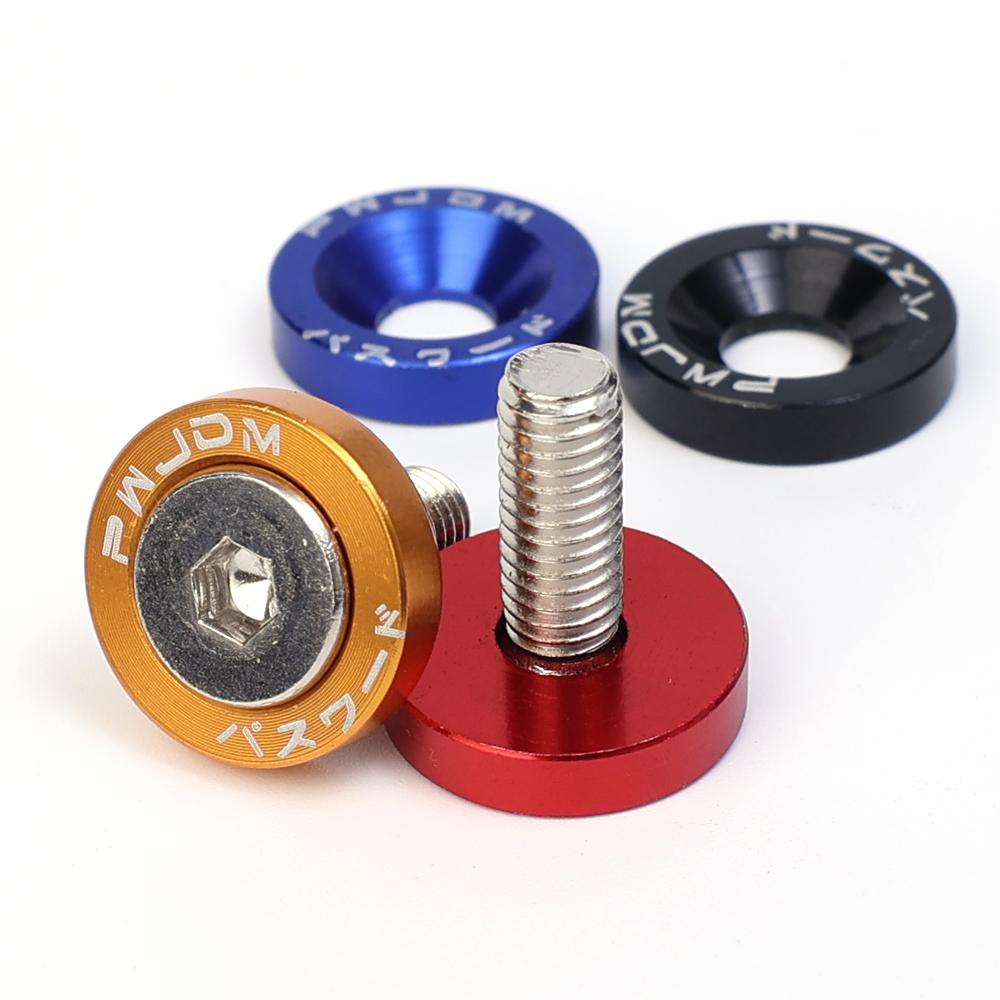 JDM Style Car Fender Washer License Plate Bolt M6 Screw Aluminum Gasket Engine Bay Dress Up Kit Bumper Fastener Modification