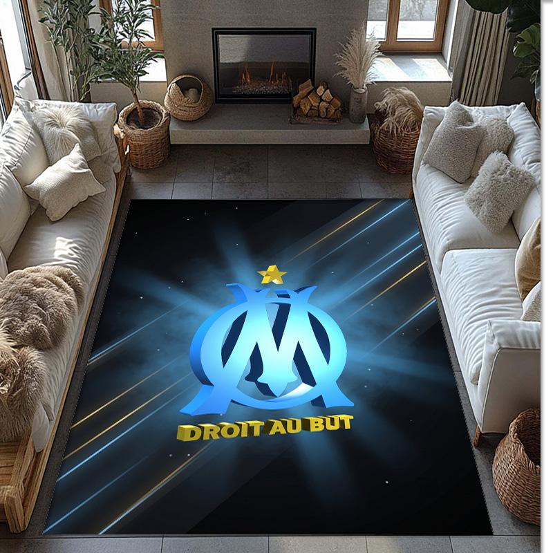 Olympique Lyonnais FC Soccer Football Pattern Soft Area Rug Non Slip Indoor Floor Carpet Sports Decor Mat for Bedroom